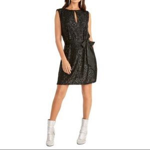 Rachel Roy black sequins keyhole sheath drss Sz XS